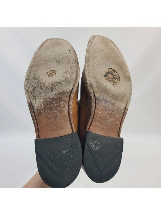 Vintage Allen Edmond Plymouth Strap Leather Shoes Men\'s Size 9.5 Tan Pre-Owned